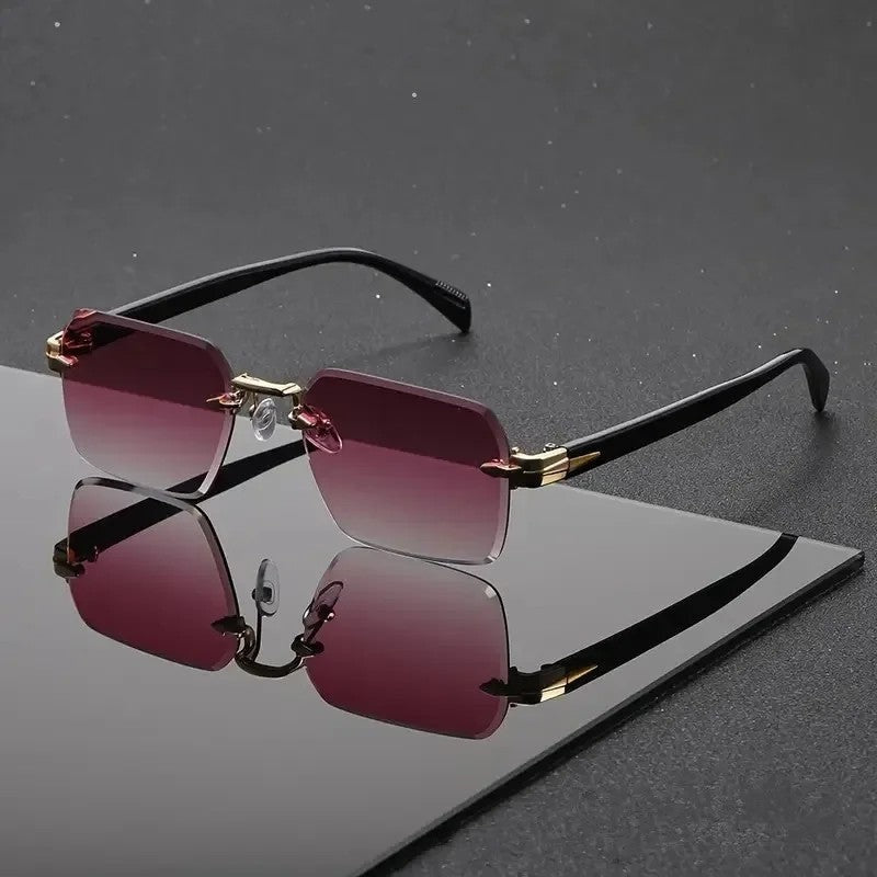 Lunari Rimless Gradient Square Sunglasses