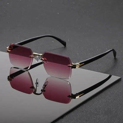 Lunari Rimless Gradient Square Sunglasses