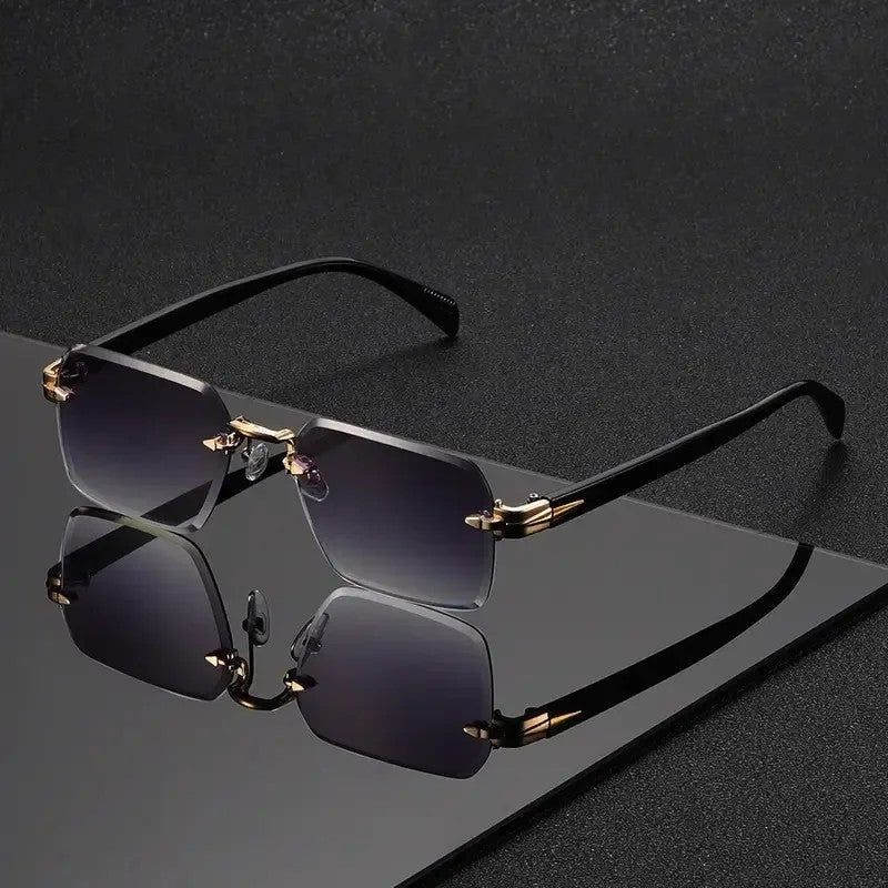 Lunari Rimless Gradient Square Sunglasses