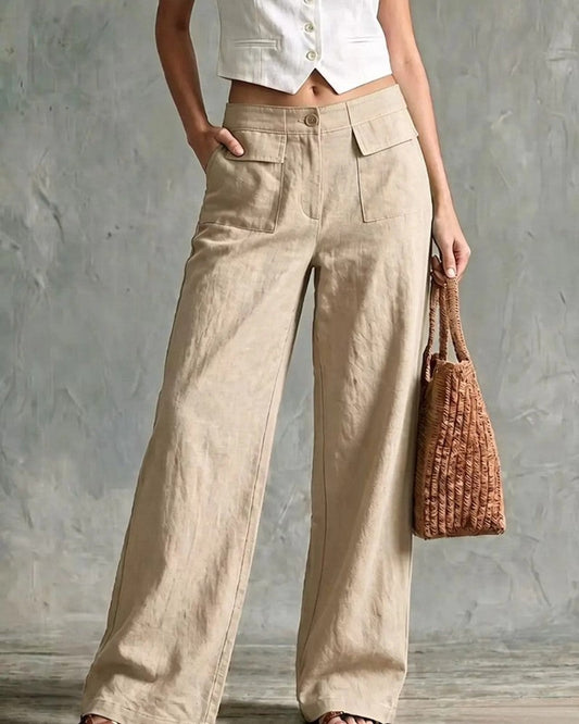 Lunelle Relaxed Wide-Leg Utility Pants