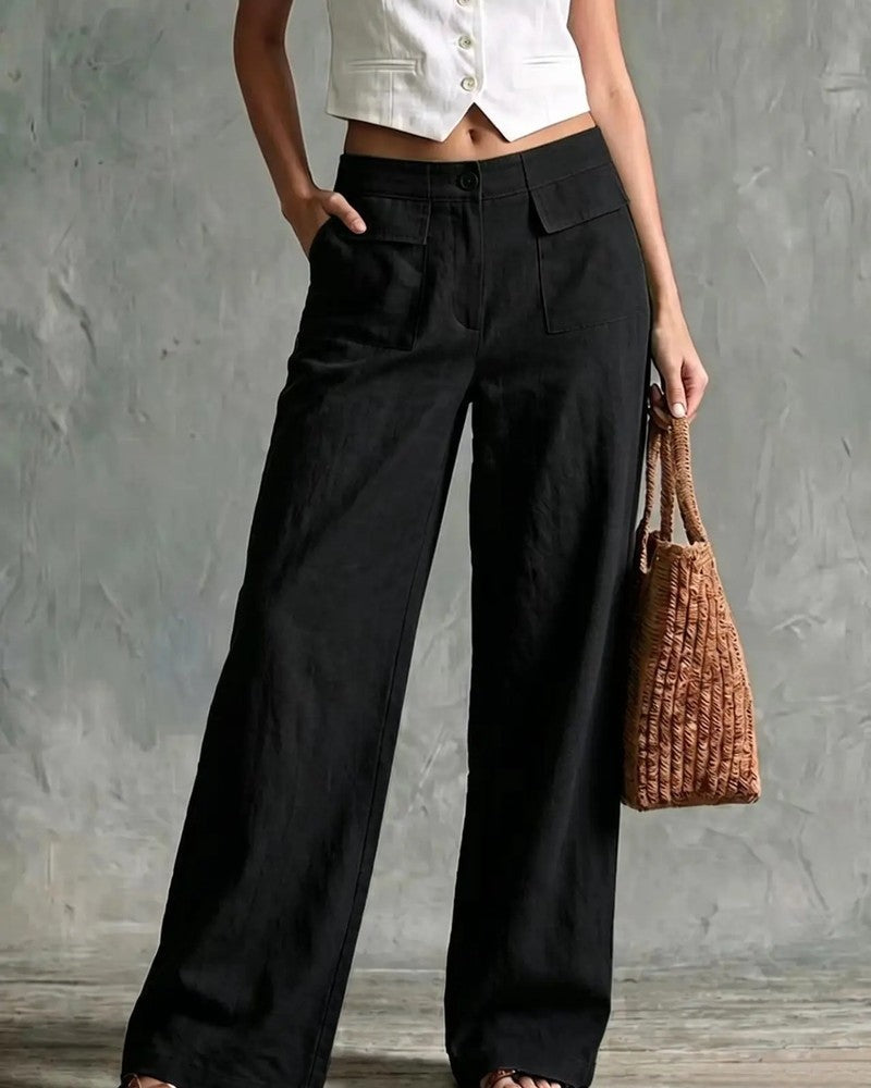 Lunelle Relaxed Wide-Leg Utility Pants