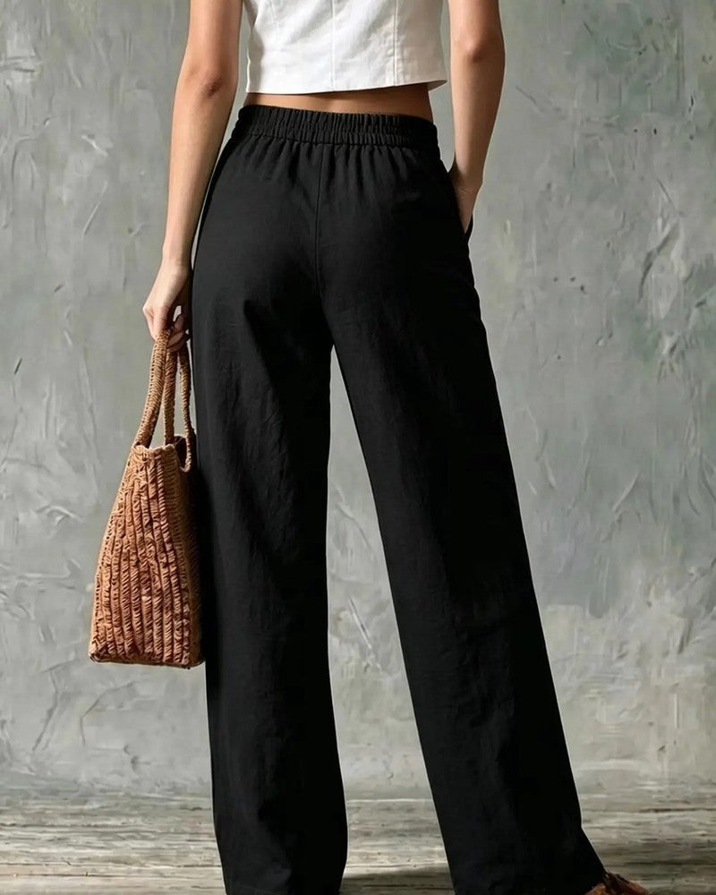 Lunelle Relaxed Wide-Leg Utility Pants