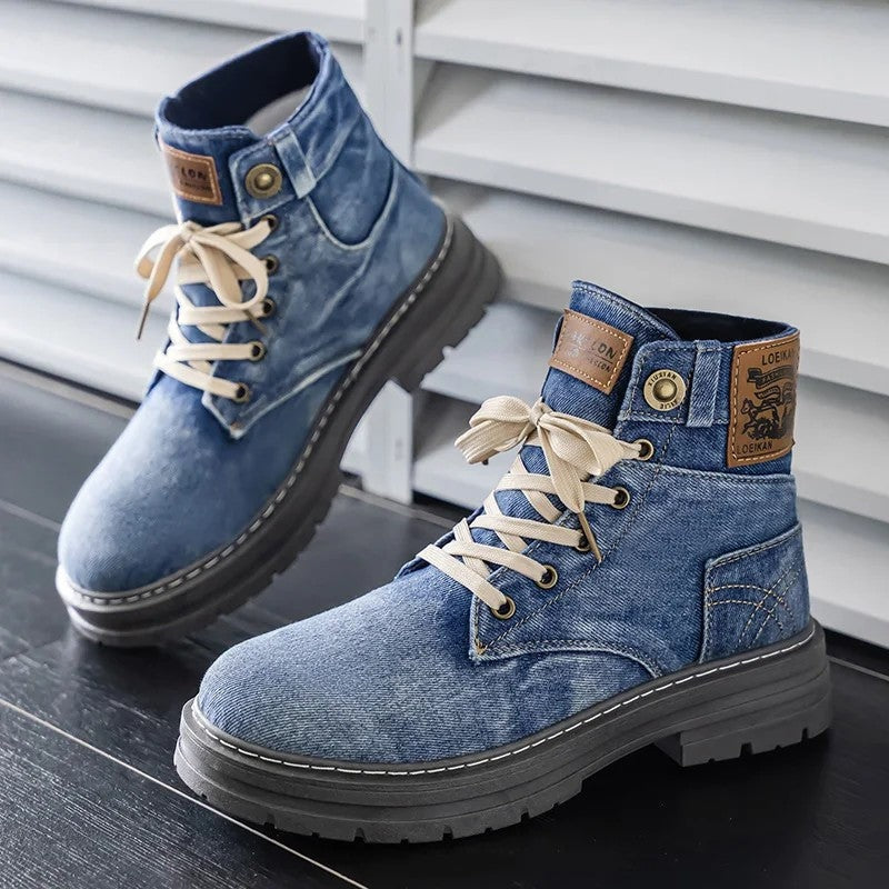 Lunera Relaxed Denim Lace-Up Boots
