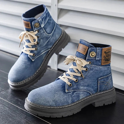 Lunera Relaxed Denim Lace-Up Boots