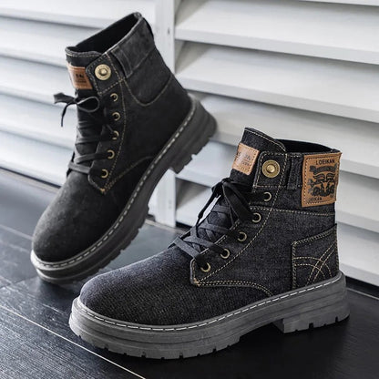 Lunera Relaxed Denim Lace-Up Boots