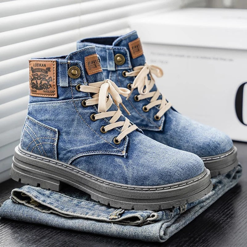 Lunera Relaxed Denim Lace-Up Boots