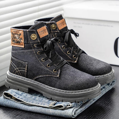 Lunera Relaxed Denim Lace-Up Boots