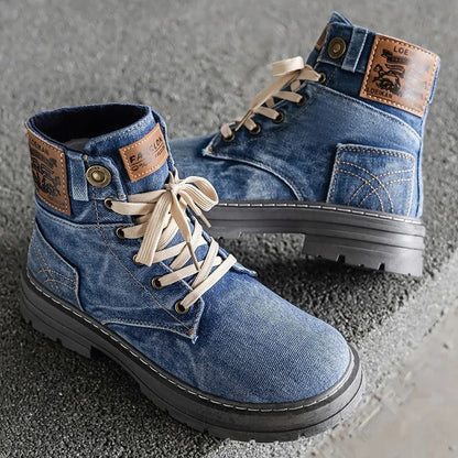 Lunera Relaxed Denim Lace-Up Boots