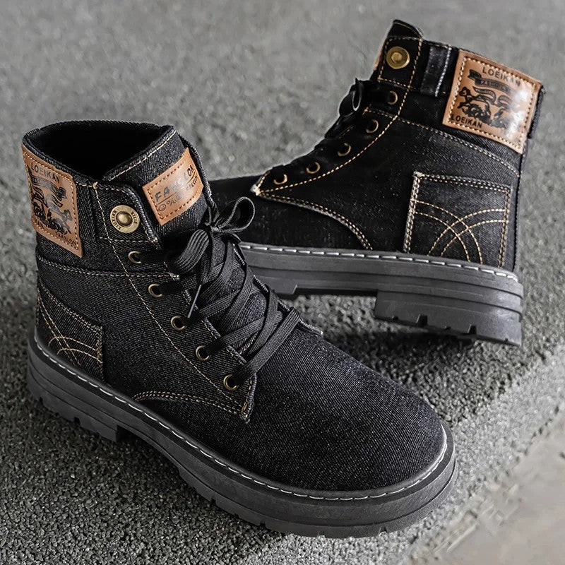 Lunera Relaxed Denim Lace-Up Boots
