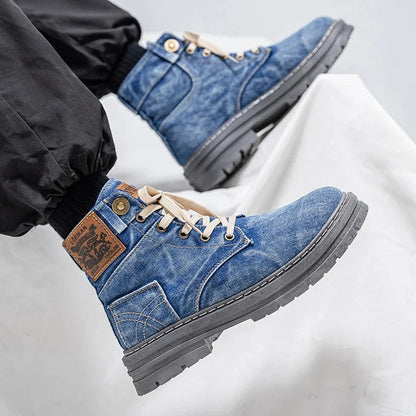 Lunera Relaxed Denim Lace-Up Boots