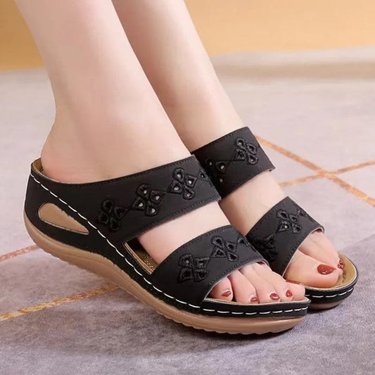 Lunira Embroidered Comfort Slide Sandals