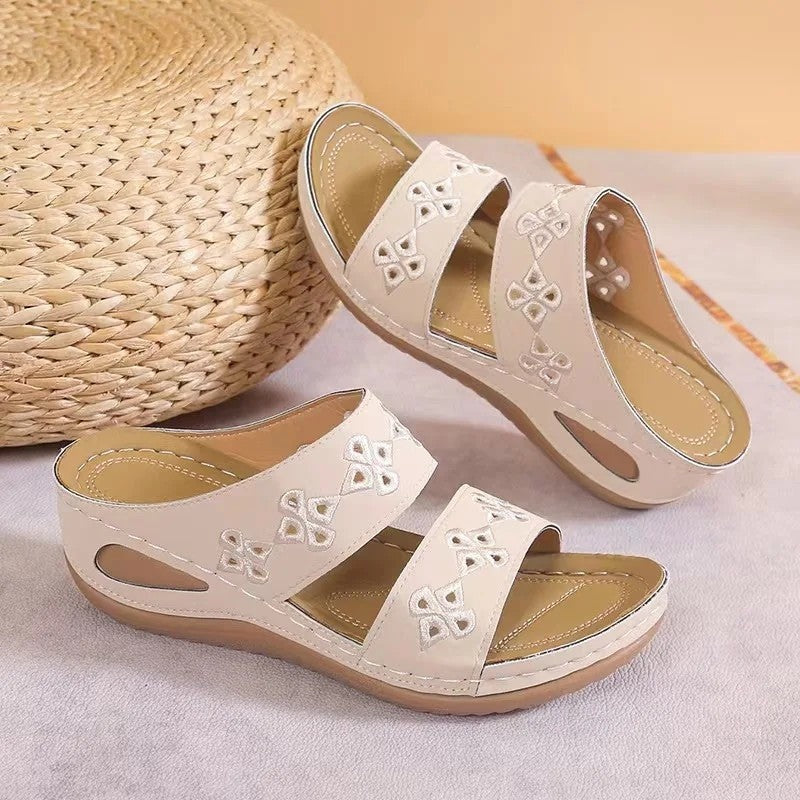 Lunira Embroidered Comfort Slide Sandals