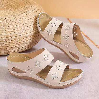 Lunira Embroidered Comfort Slide Sandals