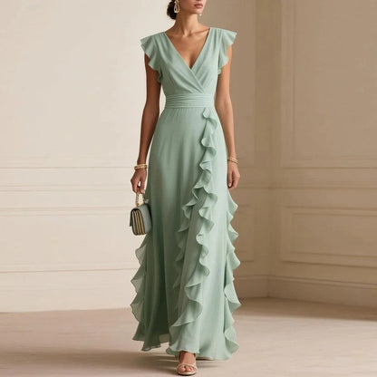 Luniva Ruffled V-Neck Maxi Dress
