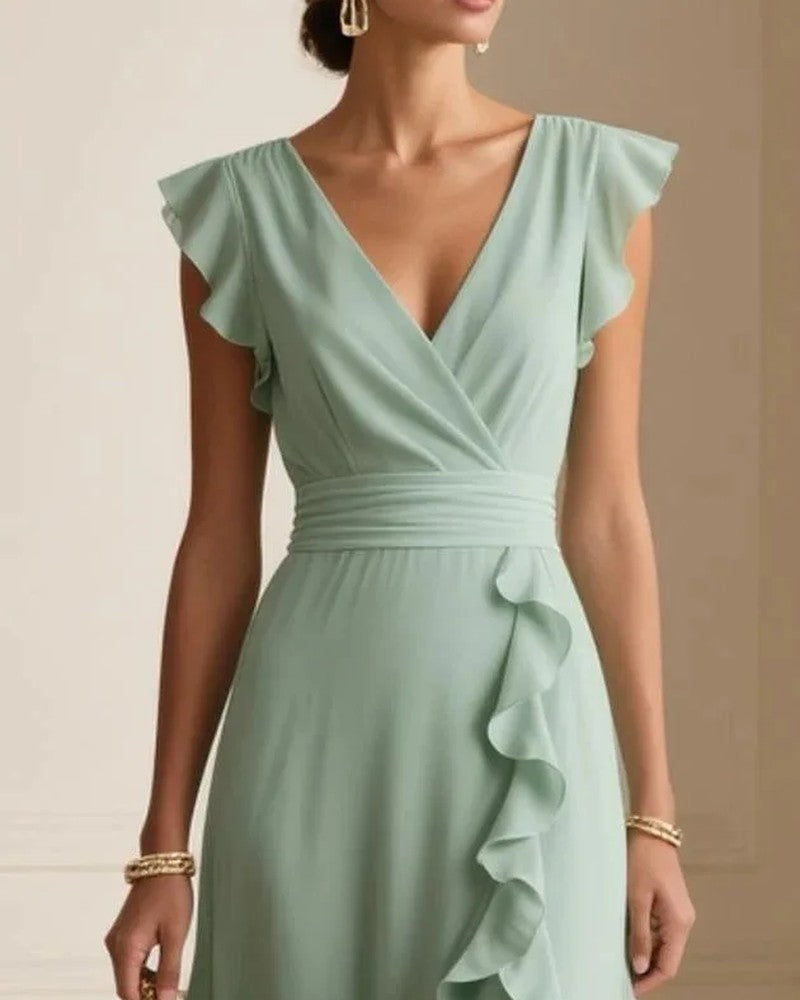 Luniva Ruffled V-Neck Maxi Dress