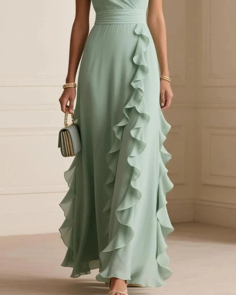 Luniva Ruffled V-Neck Maxi Dress