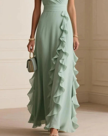 Luniva Ruffled V-Neck Maxi Dress