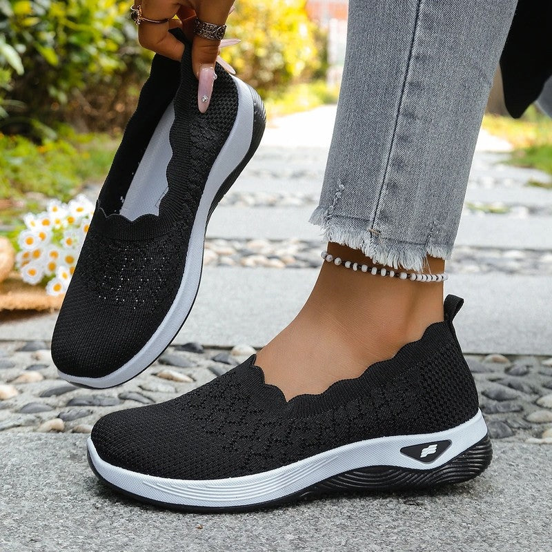 Lurena Scalloped Knit Slip-On Sneakers
