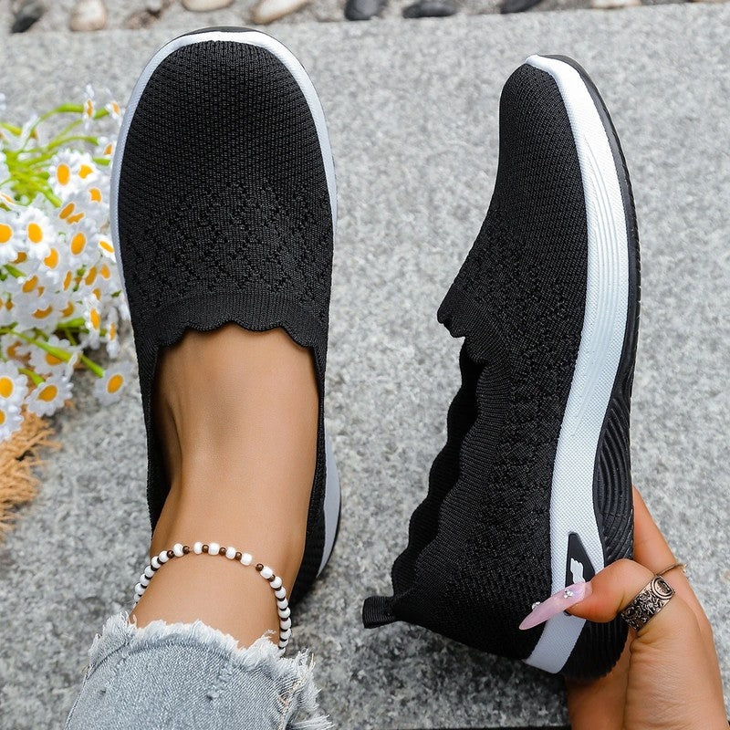 Lurena Scalloped Knit Slip-On Sneakers