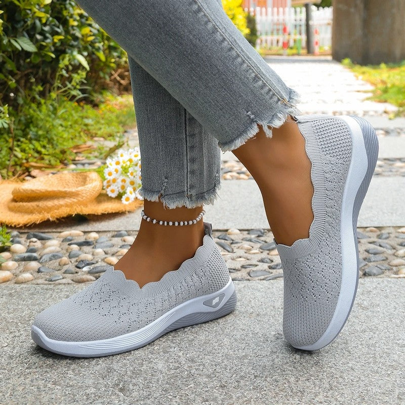 Lurena Scalloped Knit Slip-On Sneakers