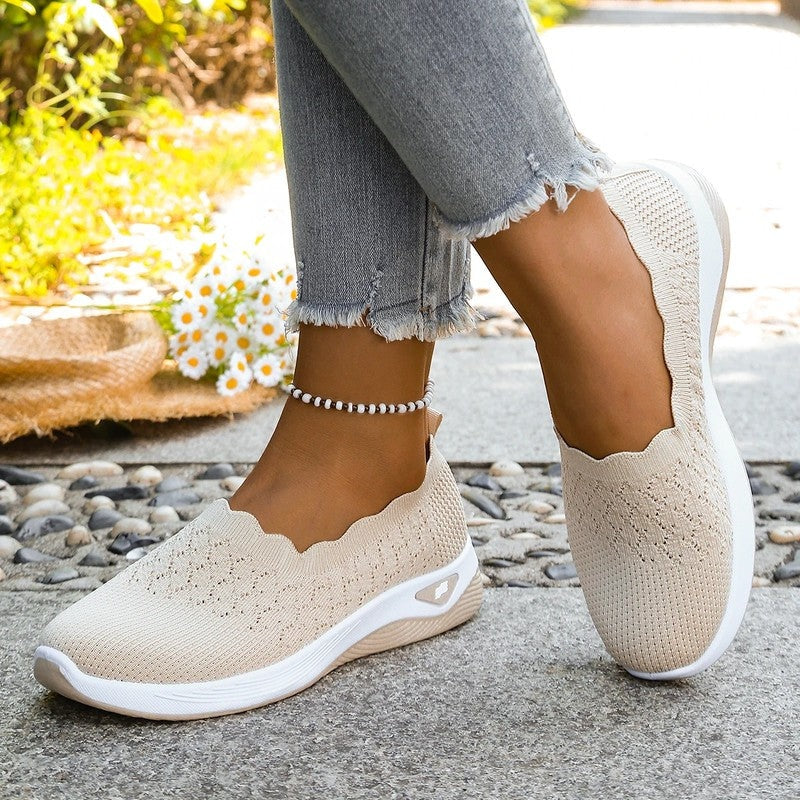 Lurena Scalloped Knit Slip-On Sneakers