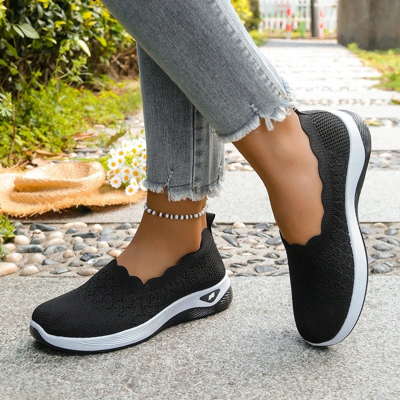 Lurena Scalloped Knit Slip-On Sneakers