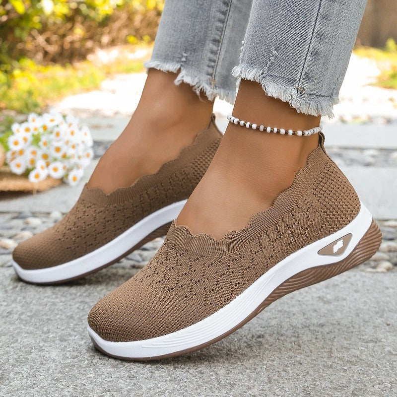 Lurena Scalloped Knit Slip-On Sneakers