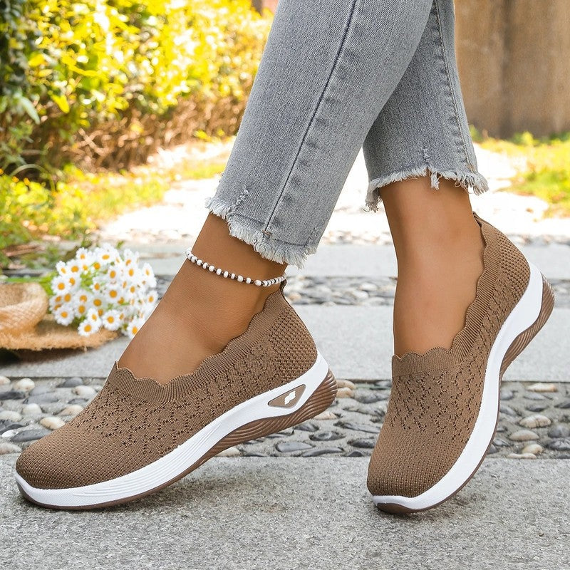 Lurena Scalloped Knit Slip-On Sneakers