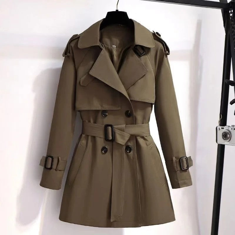 Maleni Double-Breasted Belted Trench Coat