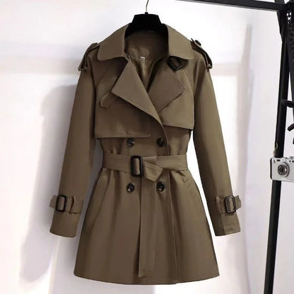 Maleni Double-Breasted Belted Trench Coat