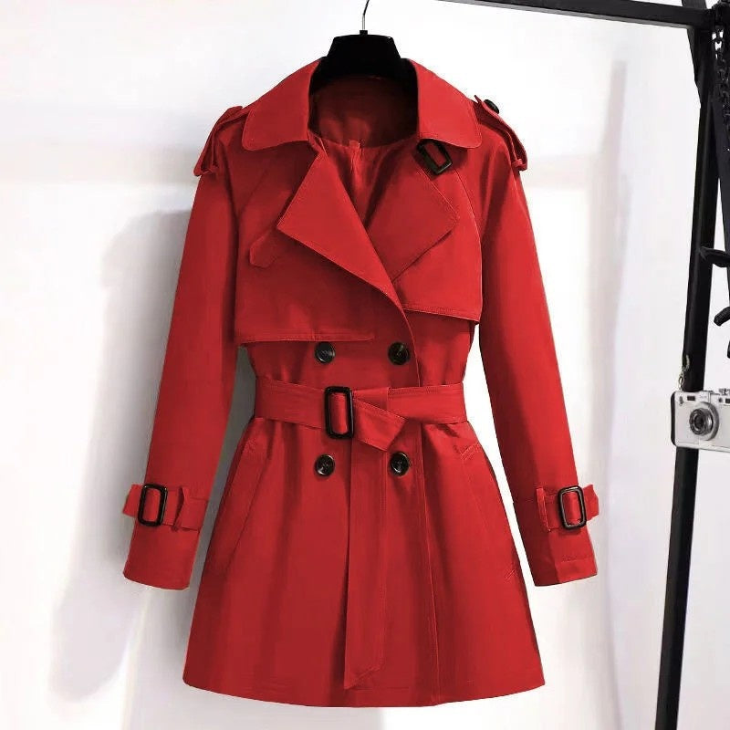 Maleni Double-Breasted Belted Trench Coat