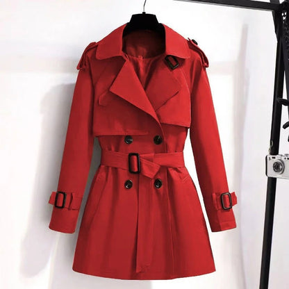 Maleni Double-Breasted Belted Trench Coat