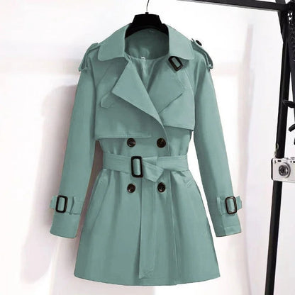 Maleni Double-Breasted Belted Trench Coat