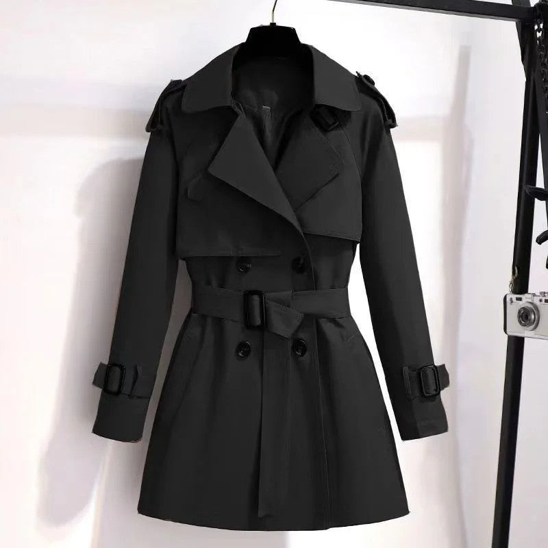 Maleni Double-Breasted Belted Trench Coat