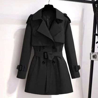 Maleni Double-Breasted Belted Trench Coat