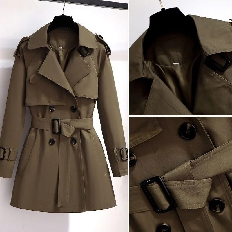 Maleni Double-Breasted Belted Trench Coat