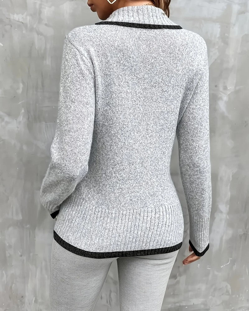 Maren Ribbed Trim Wrap Sweater