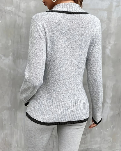 Maren Ribbed Trim Wrap Sweater