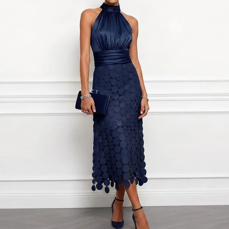 Marenza Halter Satin Midi Dress
