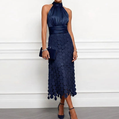 Marenza Halter Satin Midi Dress