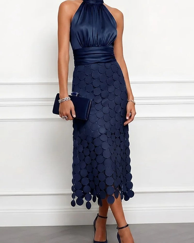 Marenza Halter Satin Midi Dress