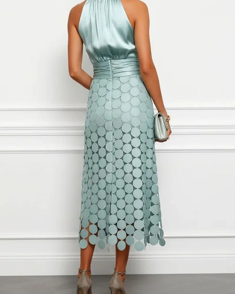 Marenza Halter Satin Midi Dress