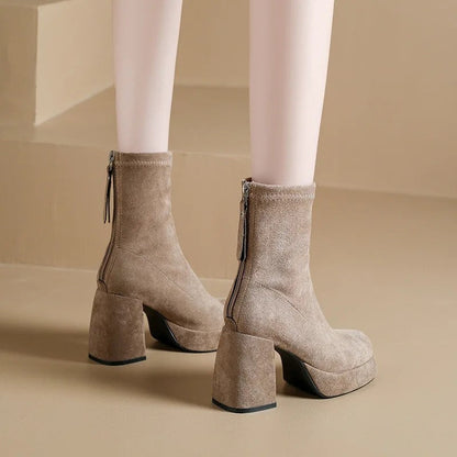 Margaret Block Heel Platform Ankle Boots