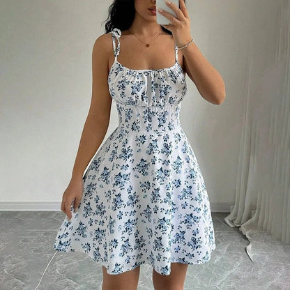 Mariel Ruched Tie-Strap Floral Sundress
