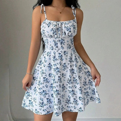 Mariel Ruched Tie-Strap Floral Sundress