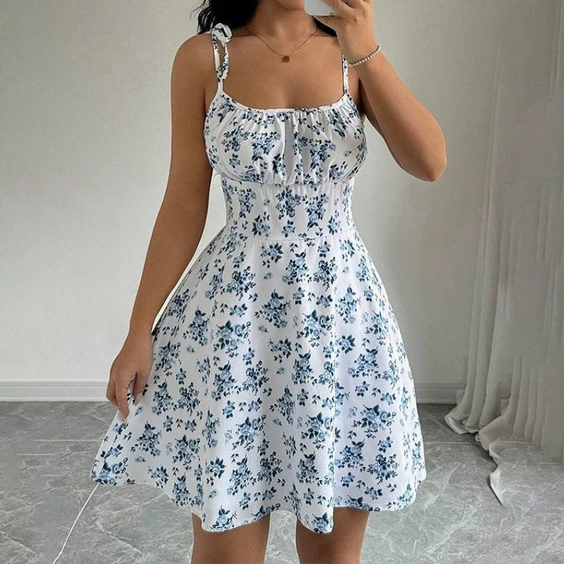 Mariel Ruched Tie-Strap Floral Sundress