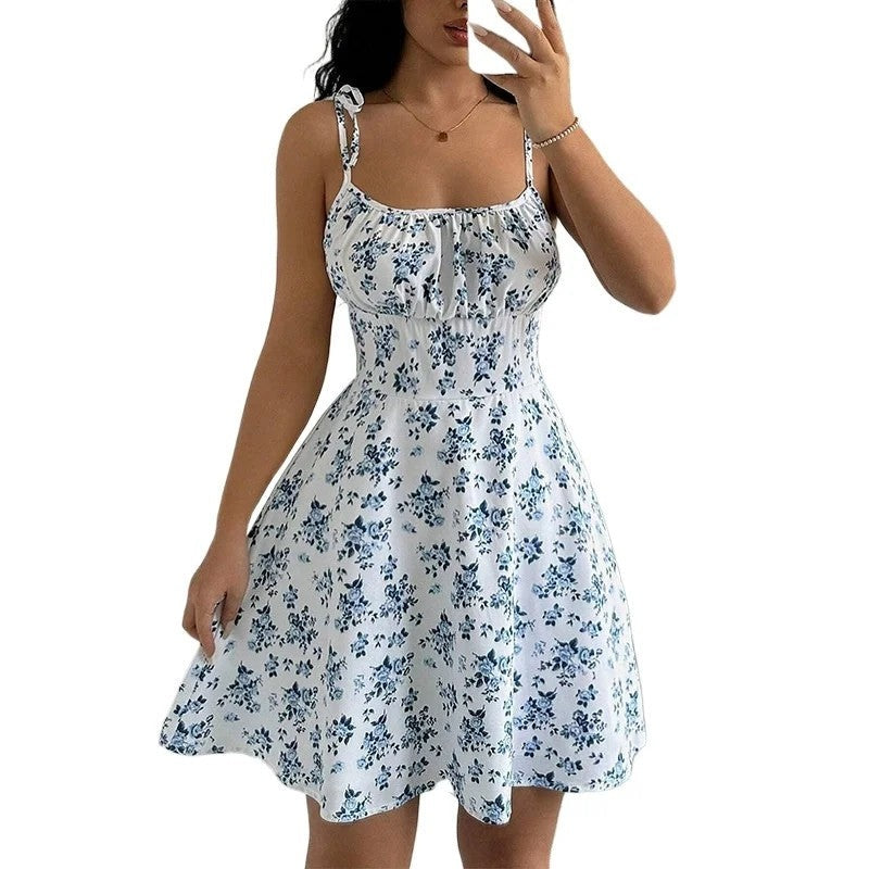 Mariel Ruched Tie-Strap Floral Sundress