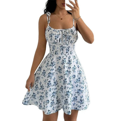 Mariel Ruched Tie-Strap Floral Sundress