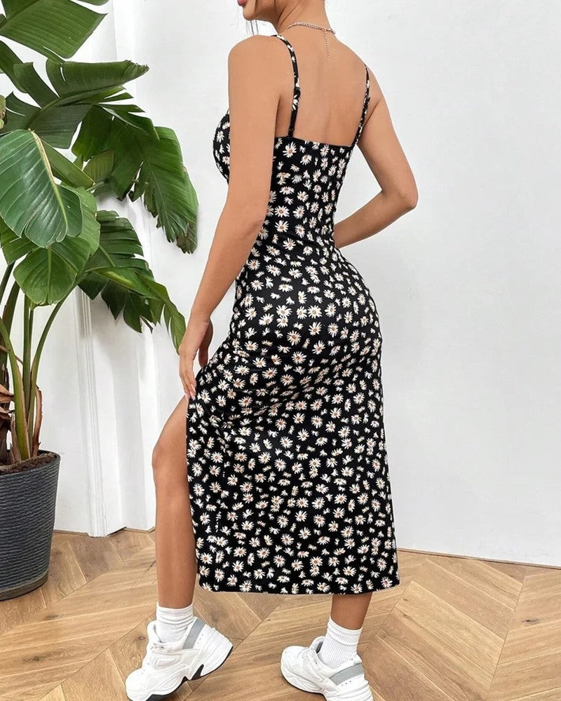 Mariela Floral Ruched Midi Dress