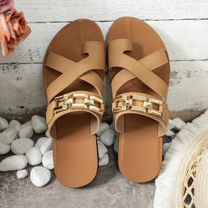 Maris Chain Accent Crisscross Slide Sandals